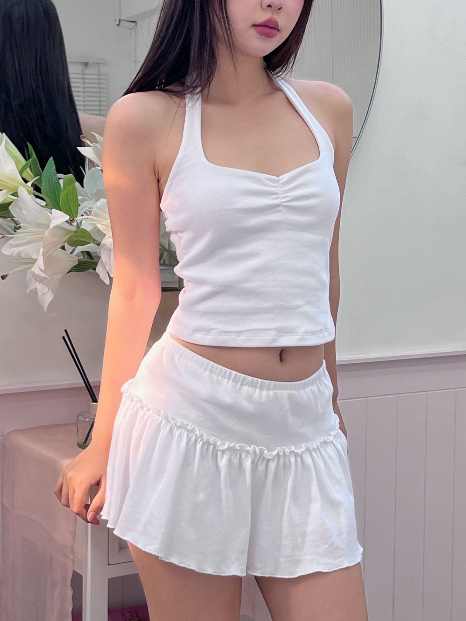  CLÉLIE Set ngủ thun yếm nhún ngực và váy co dãn HELLEY SET 