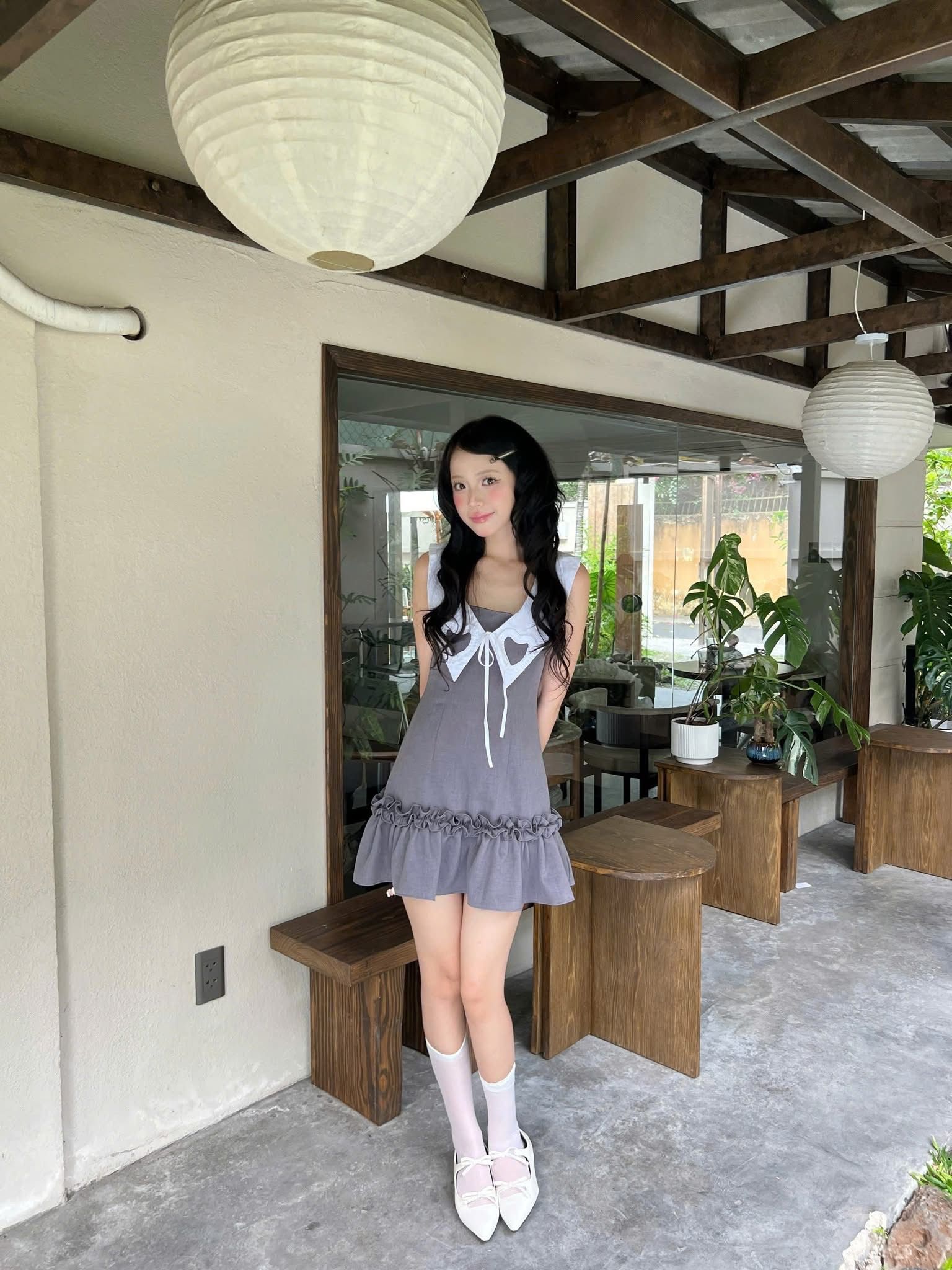 CLÉLIE Đầm cổ tim phối bèo, lá cổ bản lớn MISTY DRESS 