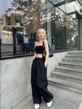  CLÉLIE Quần dài ống rộng vải dù rút dây W PANT 