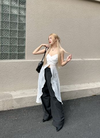  CLÉLIE Áo hai dây thiết kế tà dài ROSE TOP 