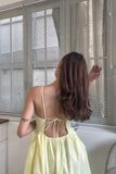  Đầm babydoll 2 dây dáng dài xòe họa tiết trơn - BLOOMING DRESS - CLÉLIE 