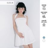  CLÉLIE Đầm yếm dáng xoè xếp ly họa tiết trơn LADY DRESS 
