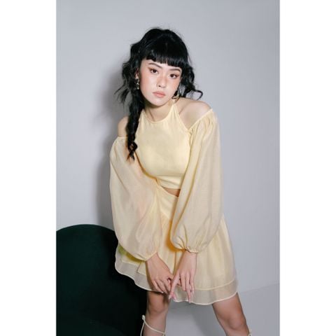  CLÉLIE Set áo croptop tay dài và chân váy xòe 2 tầng HELEN SET 