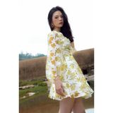  CLÉLIE Đầm xòe tay dài phồng họa tiết voan HERA DRESS 