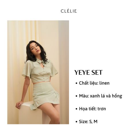  CLÉLIE Set áo croptop tay bồng và chân váy xếp ly YEYE SET 