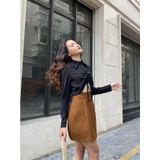  CLÉLIE Chân váy ngắn cạp cao trơn NORA SKIRT 