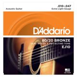 Dây Đàn Guitar Acoustic D'Addario EJ10 80/20 Bronze, Extra Light, 10-47