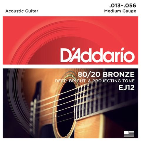 Dây Đàn Guitar Acoustic D'Addario EJ12 80/20 Bronze, Medium, 13-56