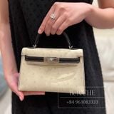  Kelly Mini K20 Ostrich Parchemin / Black PHW 