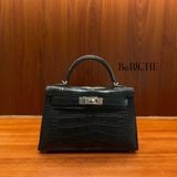  Kelly mini k20 Crocodile Alligator Black PHW 