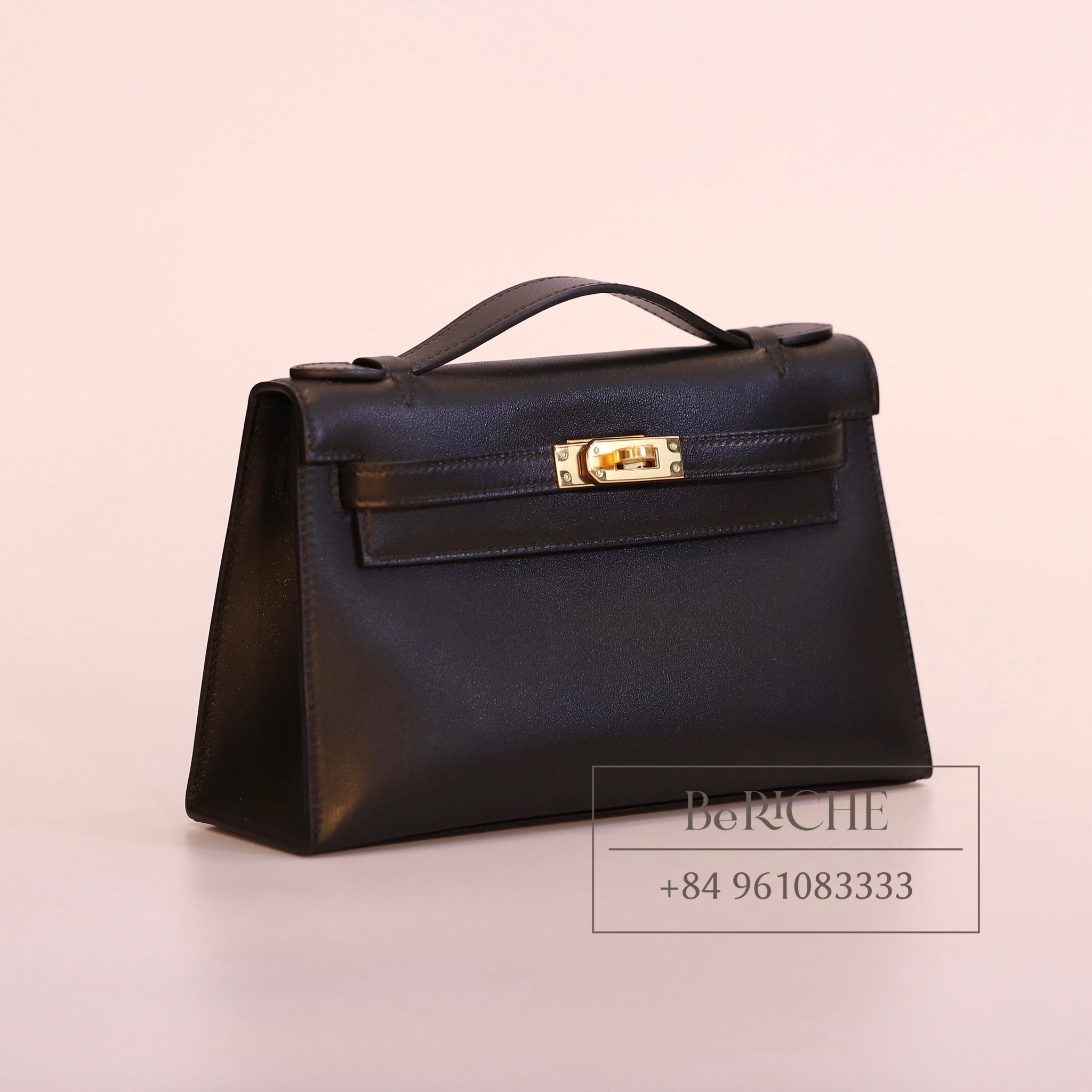 Kelly Pochette KP22 Swift Leather Noir Black