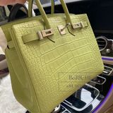  Birkin B25 Crocodile Jaune Bourgeon, Alligator Mississippi Matte PHW 