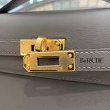  Kelly Pochette KP22 Swift Leather Etain GHW 