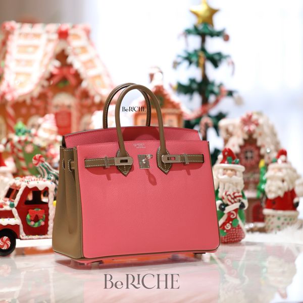  Birkin B25 Epsom Bicolor Rose Azalea/ Etoupe Brushed PHW 