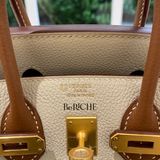  Birkin HSs B25 Togo Bicolor Craie / Gold Brushed GHW 