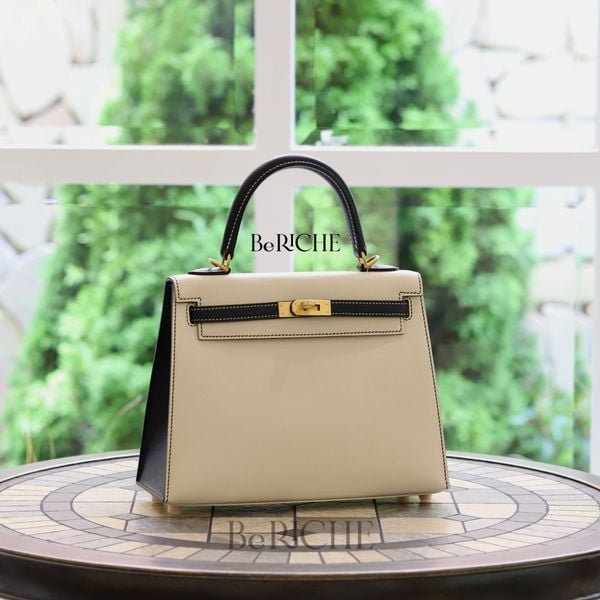  Kelly Hss K25 Epsom Bicolor (Craie/Black) GHW 