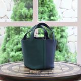  Picotin Hss P18 Clemence Leather/ Bicolor  Ver Bosphore/  Deep Blue PHW 