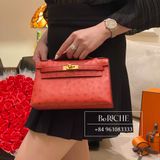  Kelly Pochette KP22 Ostrich Rouge Vif GHW 