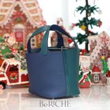  Picotin P18 Clemence Leather/ Bicolor  Ver Bosphore/  Deep Blue PHW 