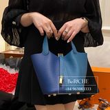  Picotin 18 Clemence Leather Bicolor (Vert Bosphore/Deep Blue) GHW 