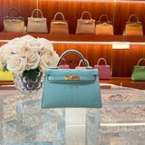  Kelly Mini K20 Matte Alligator Crocodile Vert d’eau GHW 