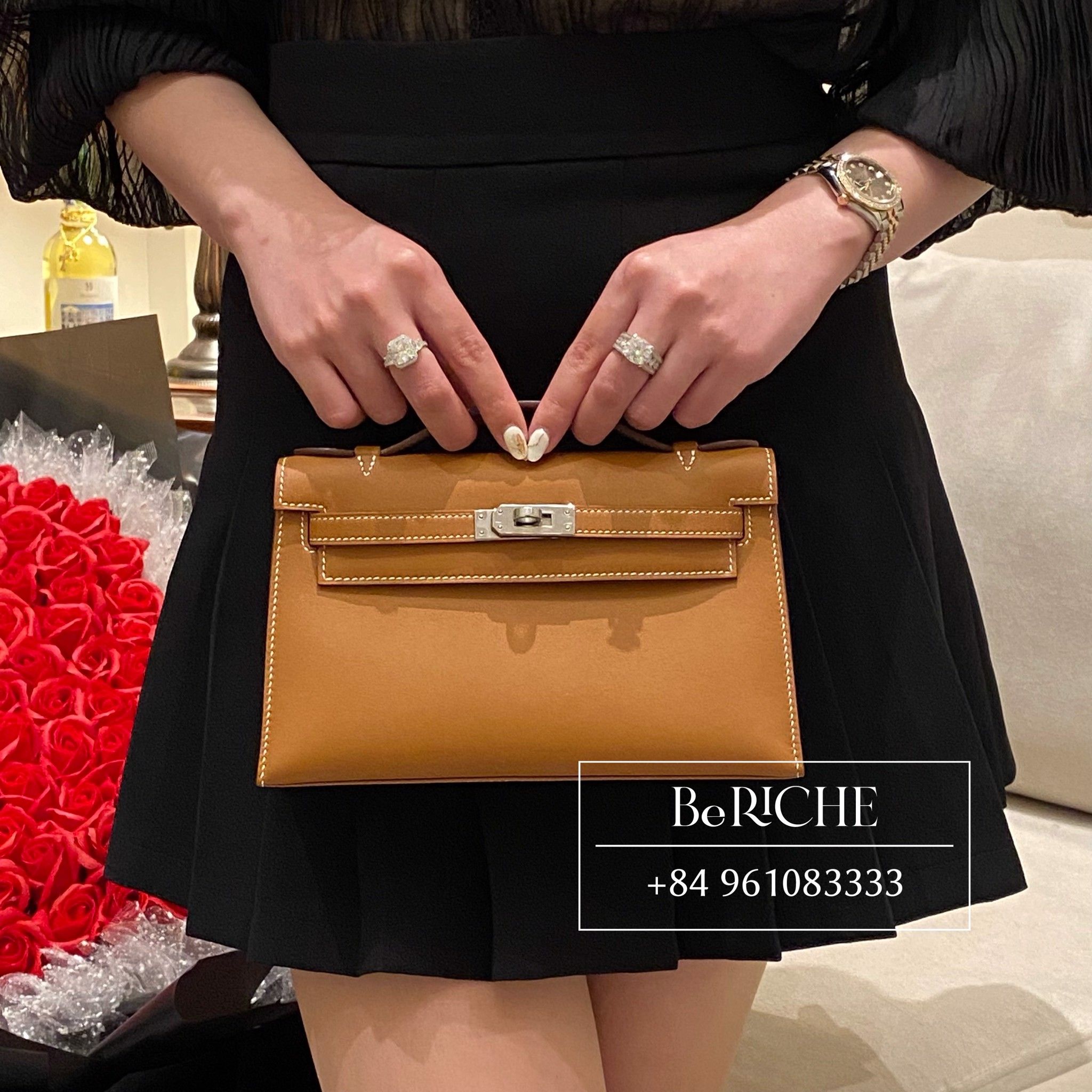 Kelly Pochette KP22 Swift Leather Nata GHW