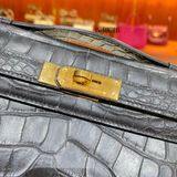  Kelly Cut Crocodile Noir Black GHW 