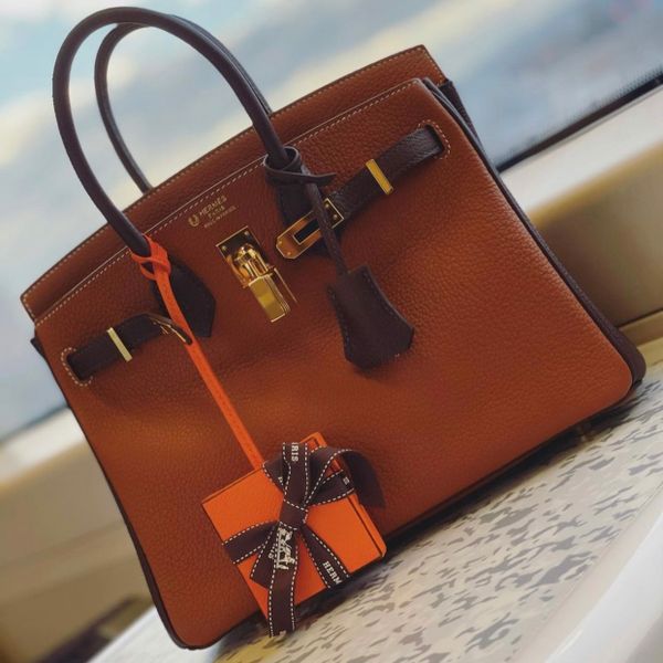  Birkin B25 Togo Bicolor Gold/Chocolate GHW 