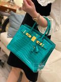  Birkin B30 Crocodile Porusus Emerald GHW 