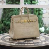  Birkin B25 Crocodile Matte Alligator Beton GHW 