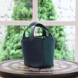  Picotin Hss P18 Clemence Leather/ Bicolor  Ver Bosphore/  Deep Blue PHW 