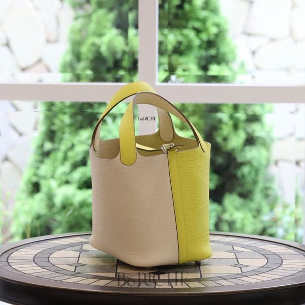  Picotin Hss P18  Clemence Leather Bicolor (Nata/Lime) 