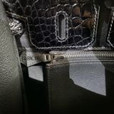  Birkin B25 Touch Togo/Crocodile Noir Black PHW 