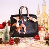  Birkin B25 Crocodile Matte Alligator Noir Black GHW 