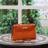  Kelly Pochette KP22 Ostrich Orange GHW 