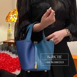  Picotin 18 Clemence Leather Bicolor (Vert Bosphore/Deep Blue) GHW 