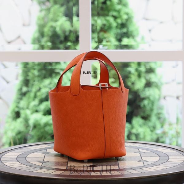  Picotin P18 Clemence Leather Feu Orange PHW 