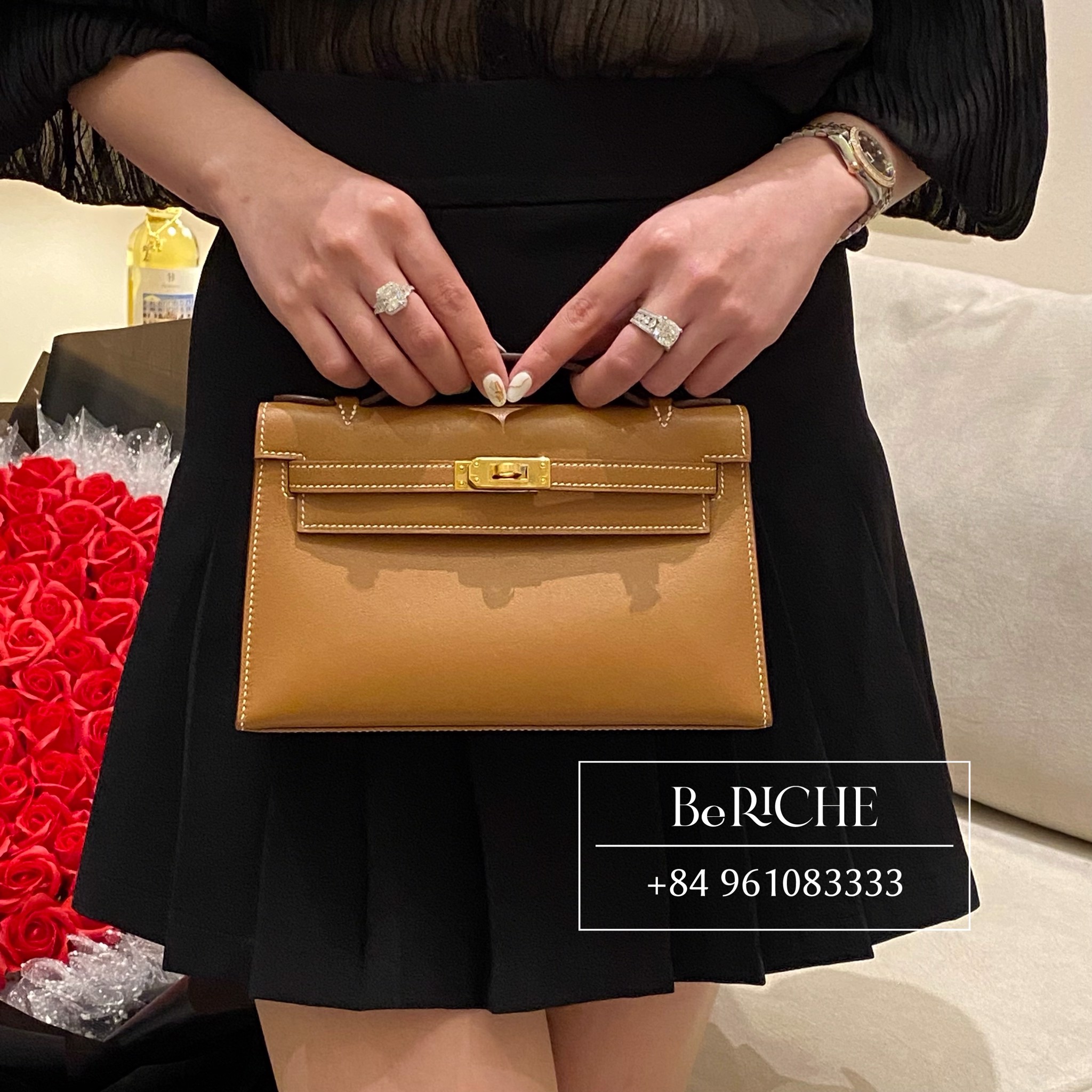 Kelly Pochette KP22 Swift Leather Nata GHW