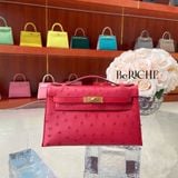  Kelly Pochette KP22 Ostrich Rouge Vif GHW 