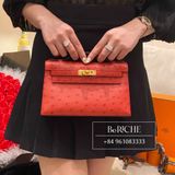  Kelly Pochette KP22 Ostrich Rouge Vif GHW 