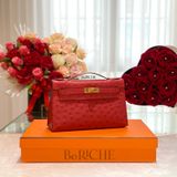  Kelly Pochette KP22 Ostrich Rouge Vif GHW 
