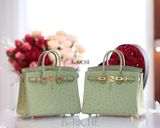  Birkin B25 Ostrich Vert Criquet GHW 