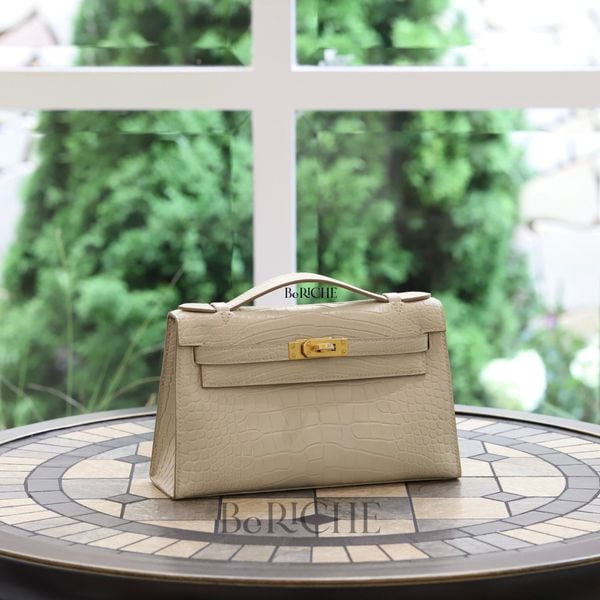  Kelly Pochette KP22 Crocodile Alligator Matte Beton 