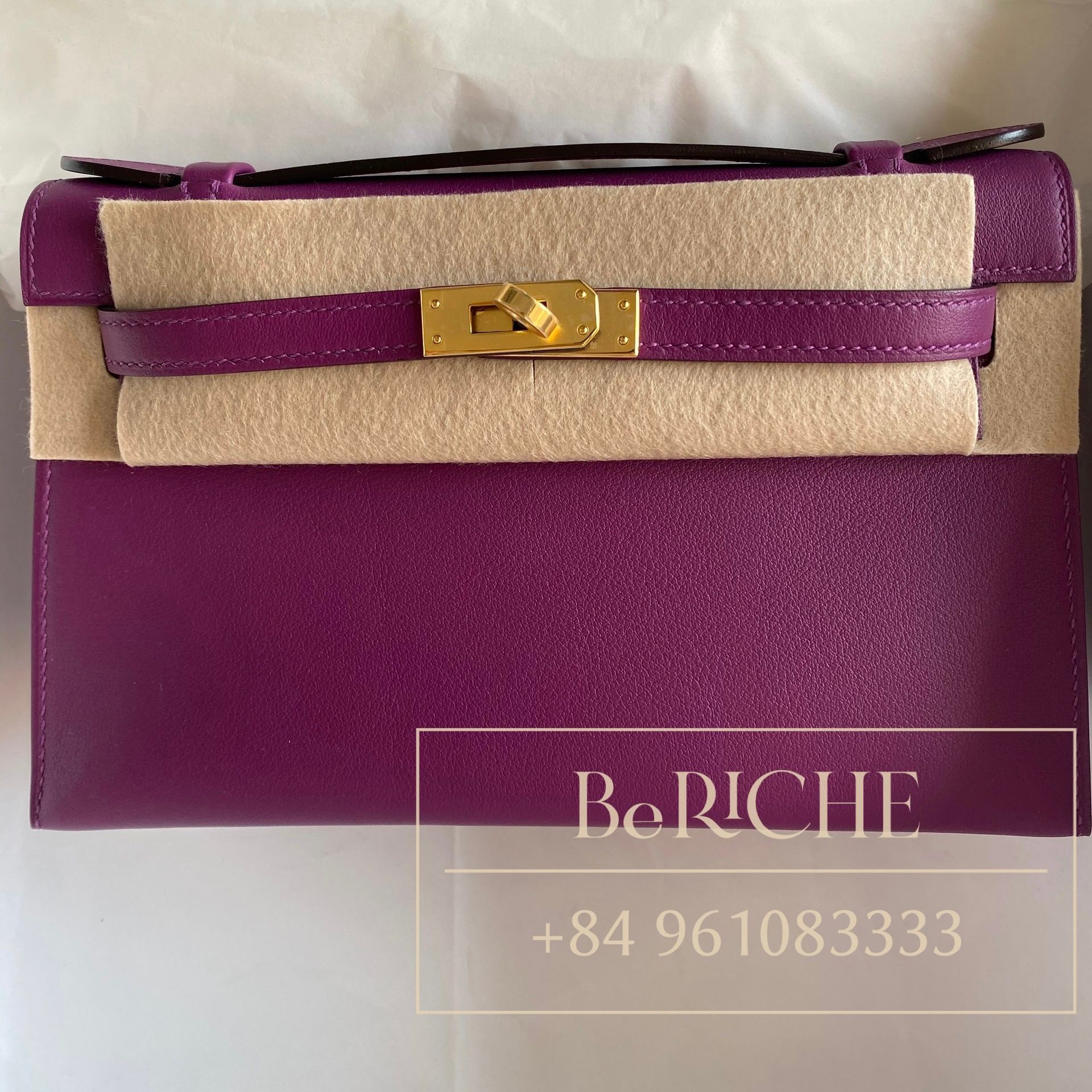 Kelly Pochette KP22 Swift Leather Anemone GHW – BeRiche