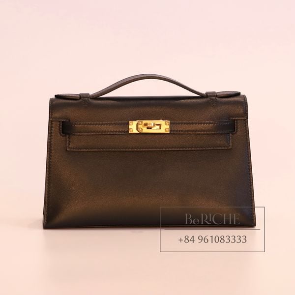  Kelly Pochette KP22 Swift Leather Noir Black 