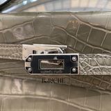  Kelly Pochette KP22 Crocodile Alligator Shinny Gris Tourtelle 