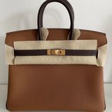 Birkin B25 Togo Bicolor Gold/Chocolate GHW 