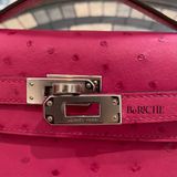  Kelly Pochette KP22 Ostrich Rose Tyrien 