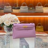  Kelly Pochette KP22 Swift Leather Mauve GHW 