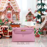  Kelly Pochette KP22 Swift Leather Mauve GHW 